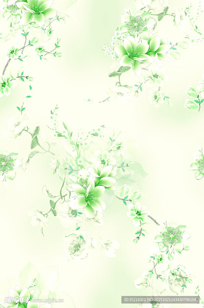 清新绿色水墨风格背景图