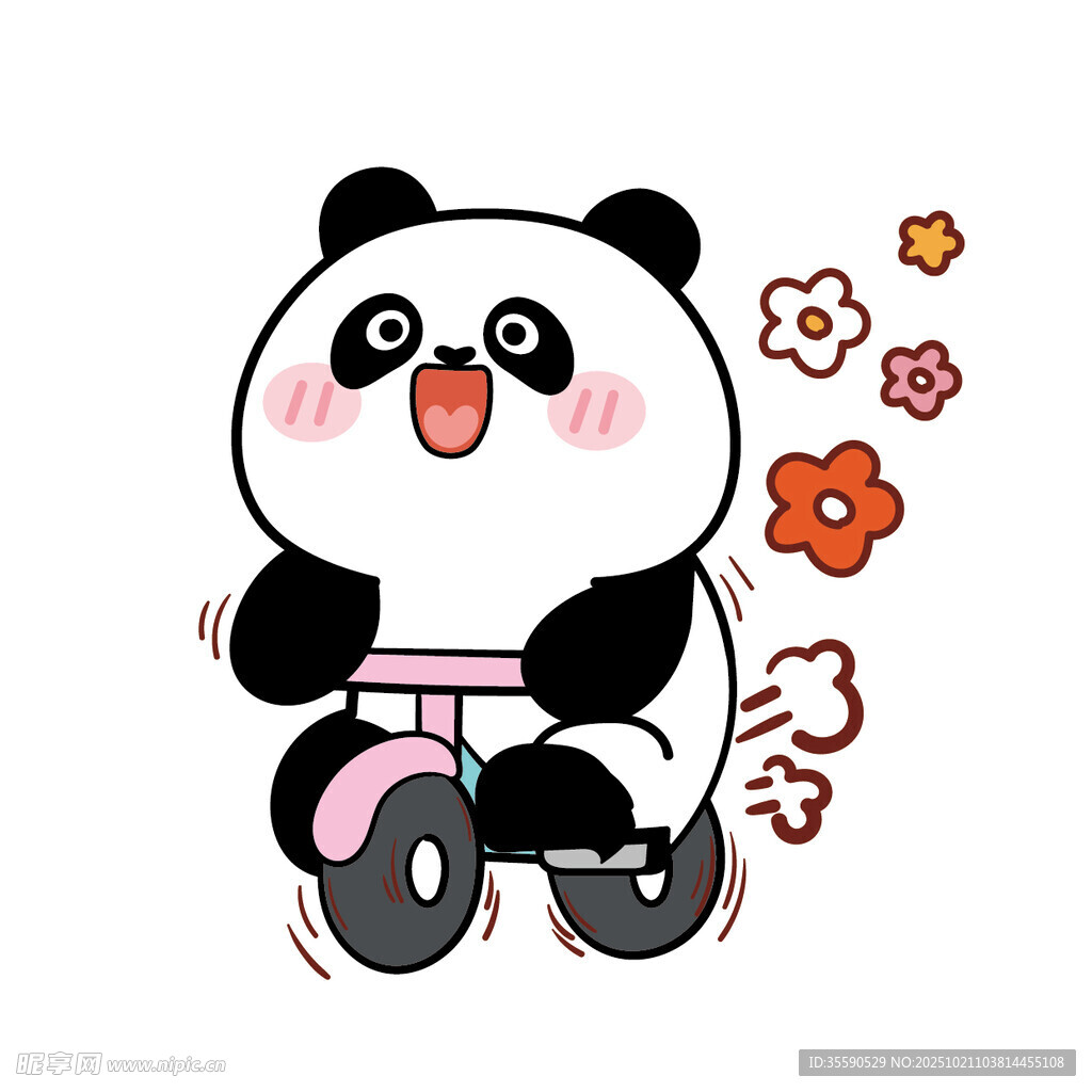骑车的可爱熊猫