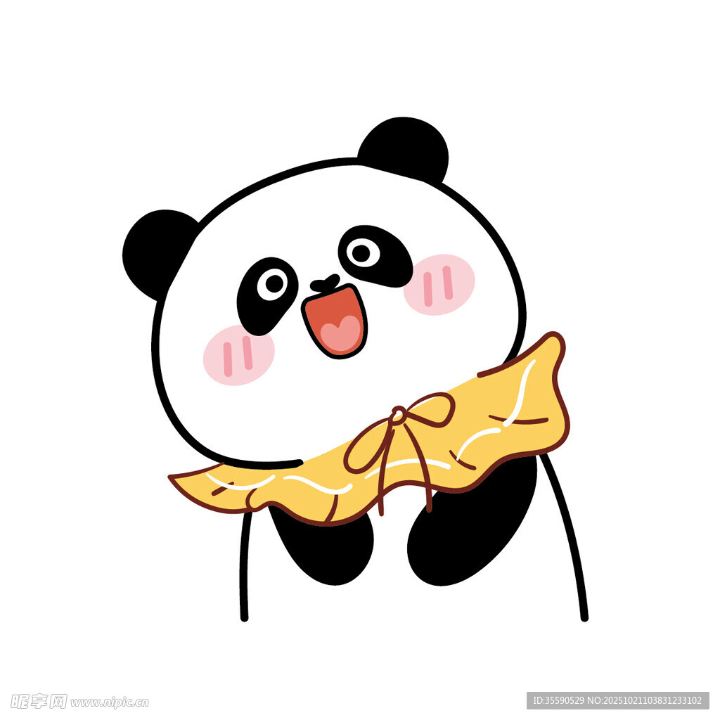 可爱熊猫手持奶酪