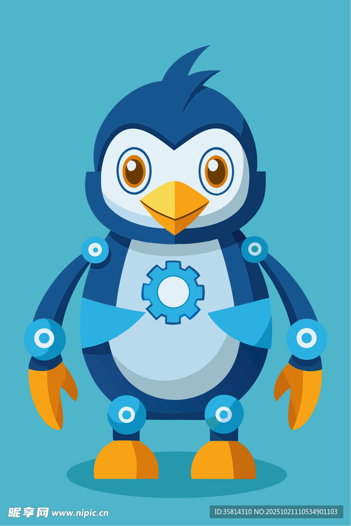 蓝色机械企鹅形象展示