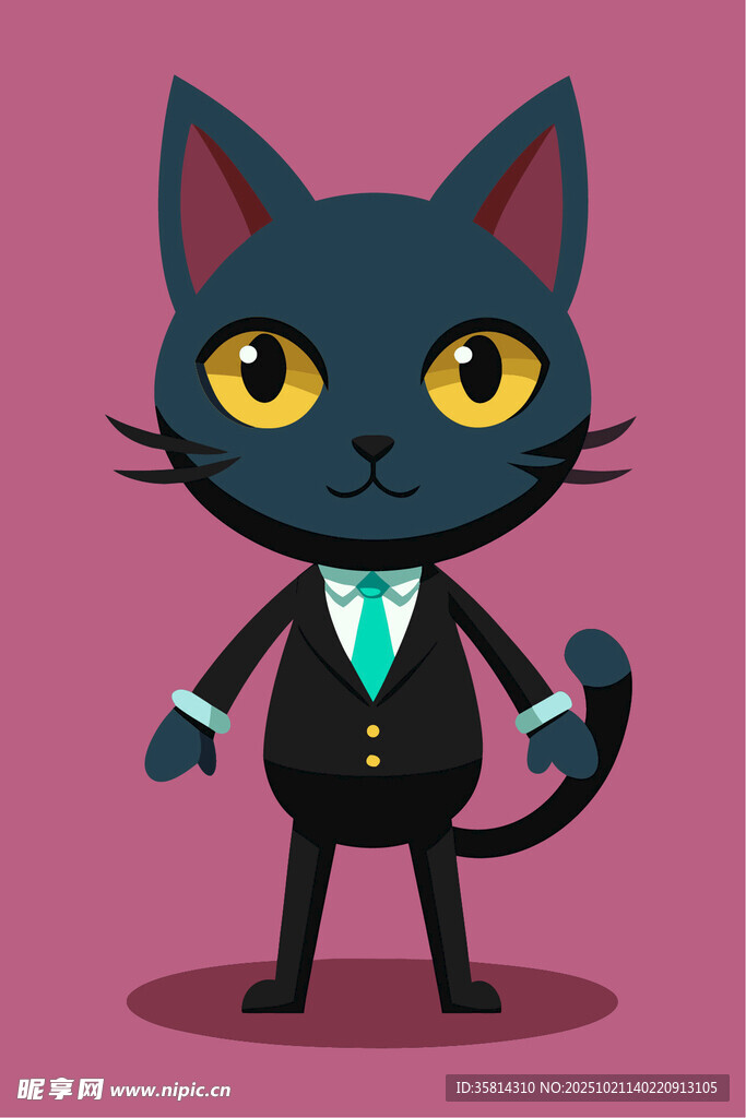 穿西装的可爱黑猫