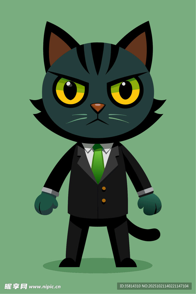 穿西装的黑猫形象