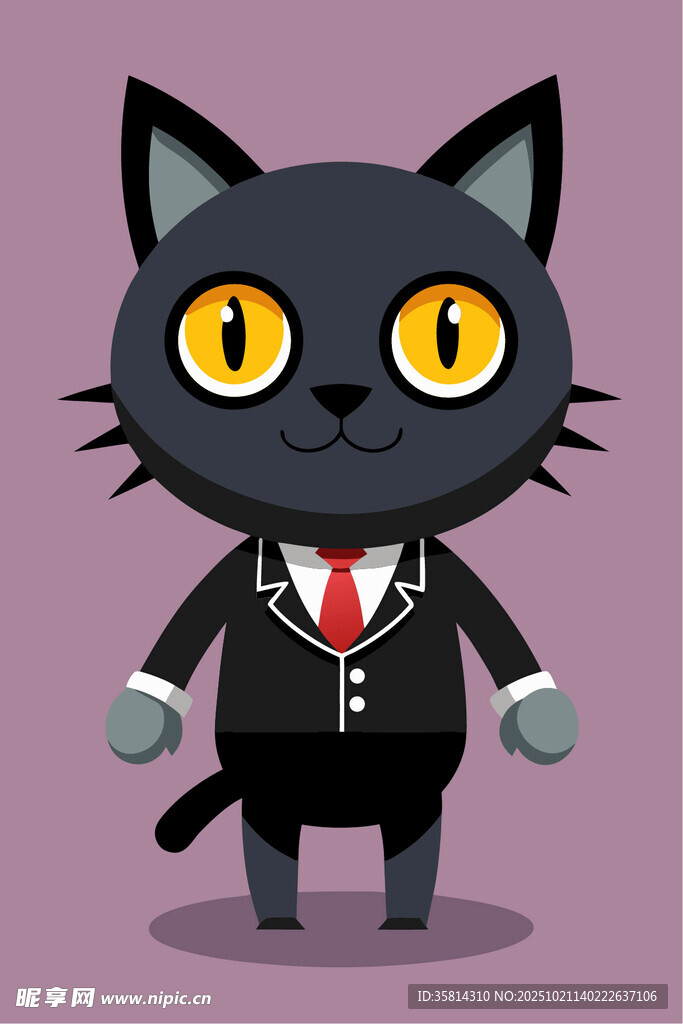 穿西装的黑猫形象