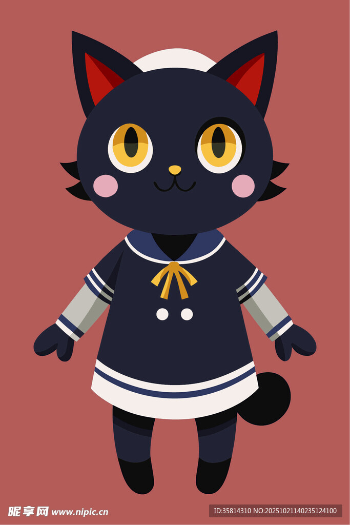 可爱黑猫水手服卡通形象