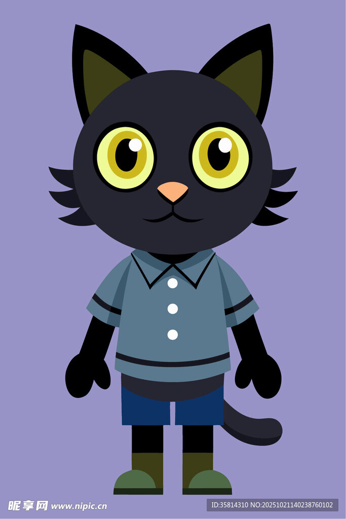 穿制服的黑猫卡通形象