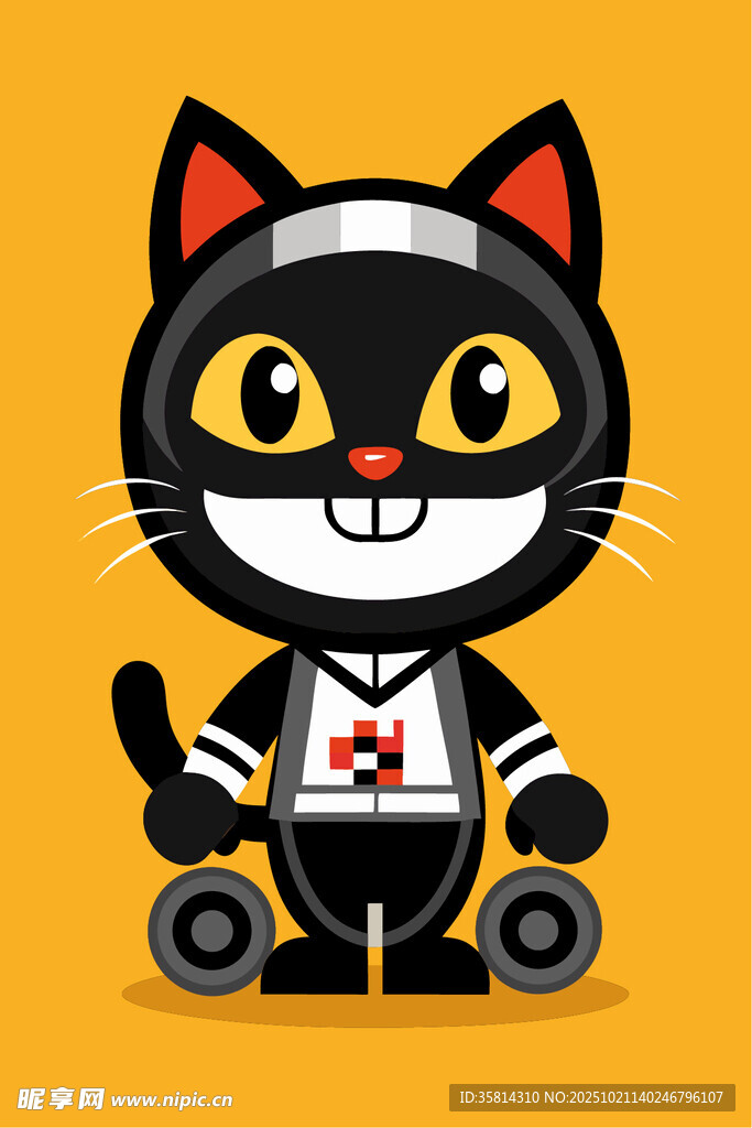 卡通黑猫DJ形象