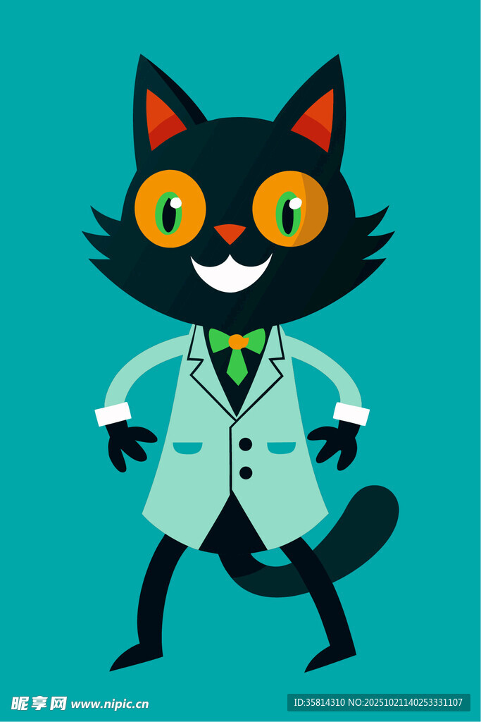 穿西装的黑猫卡通形象