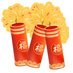 红色喜庆新春鞭炮装饰元素