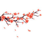 红色梅花中国风花卉元素