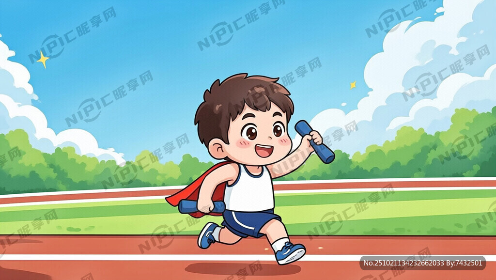 卡通小朋友  亲子运动会