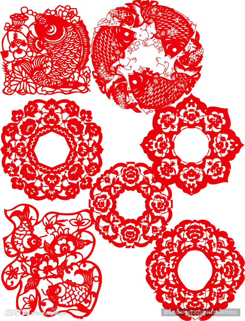 传统红色剪纸艺术作品