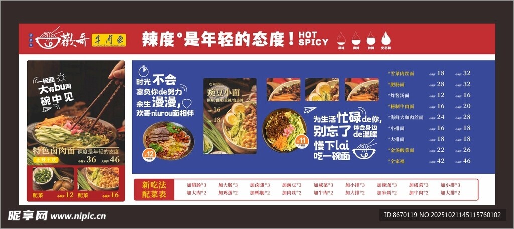 牛肉面馆价格展板画面