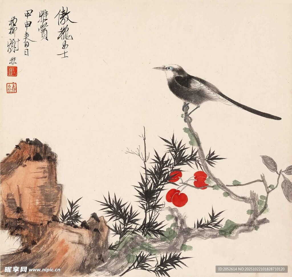 枝头鹊影图
