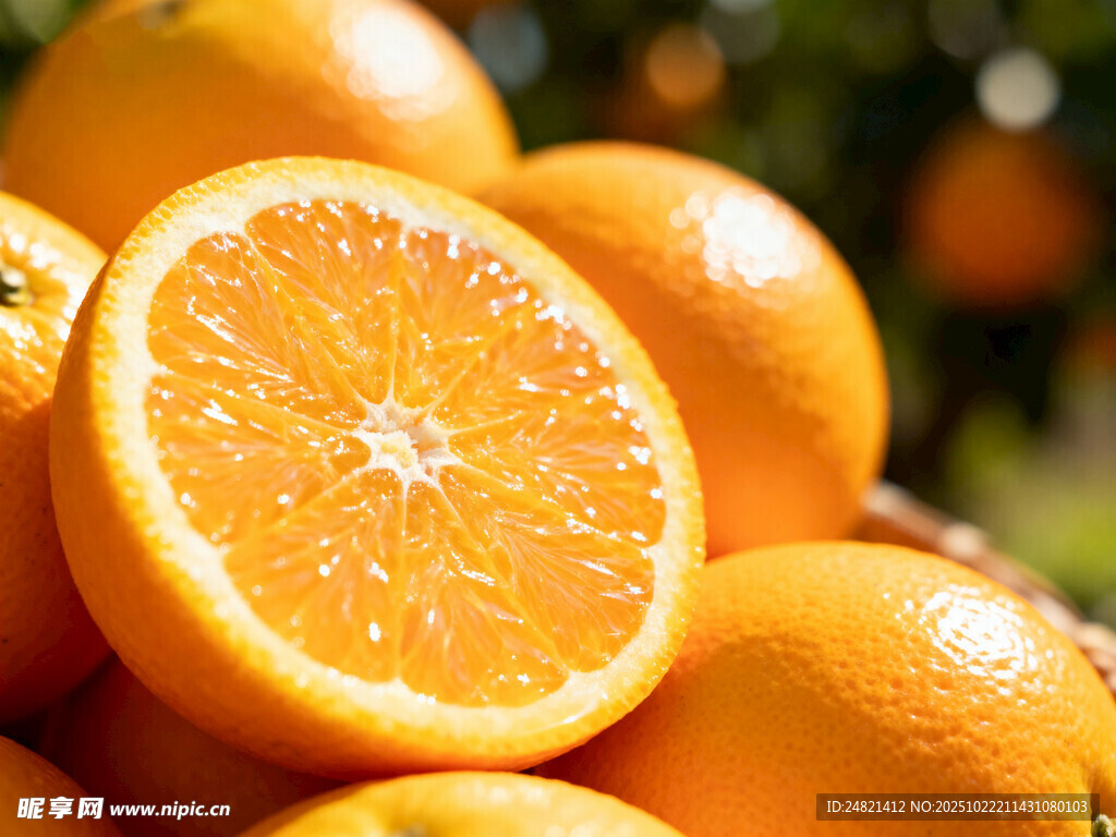 新鲜橙子堆叠