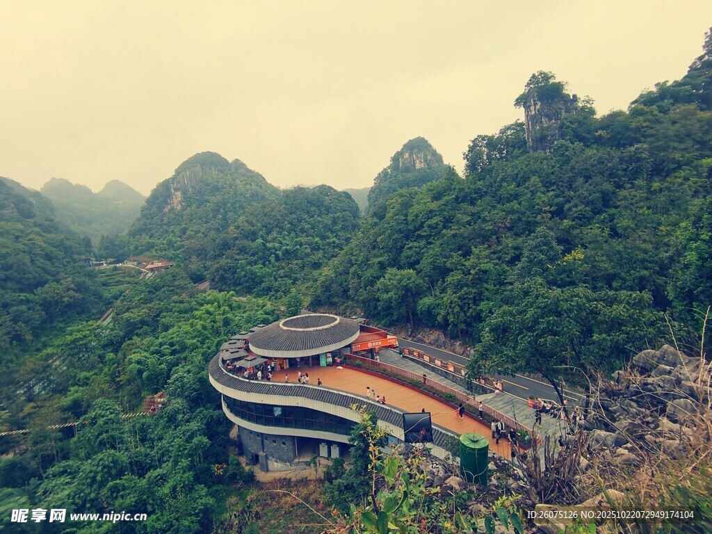 山间独特建筑隐于葱郁丛林