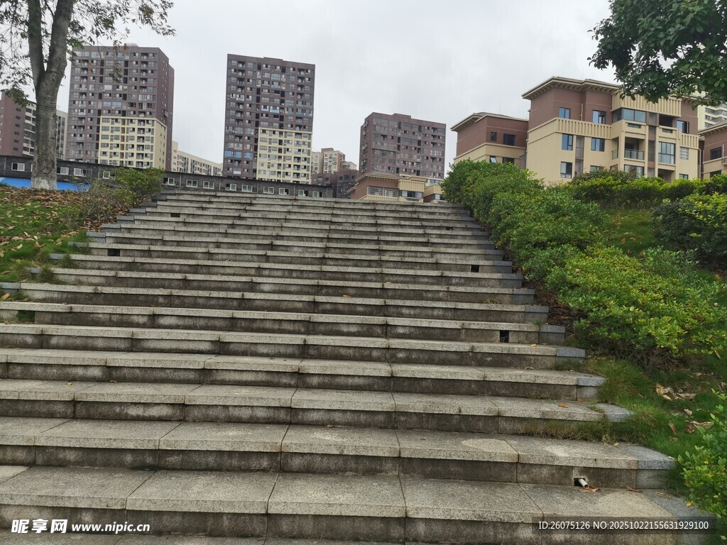 城市中的石阶与周边景致