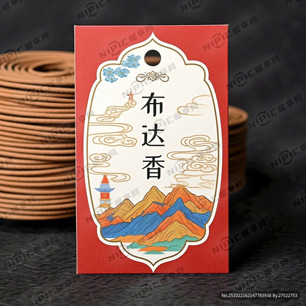 设计一个名为布达香的熏香标签