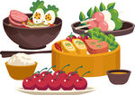 丰盛美食插画