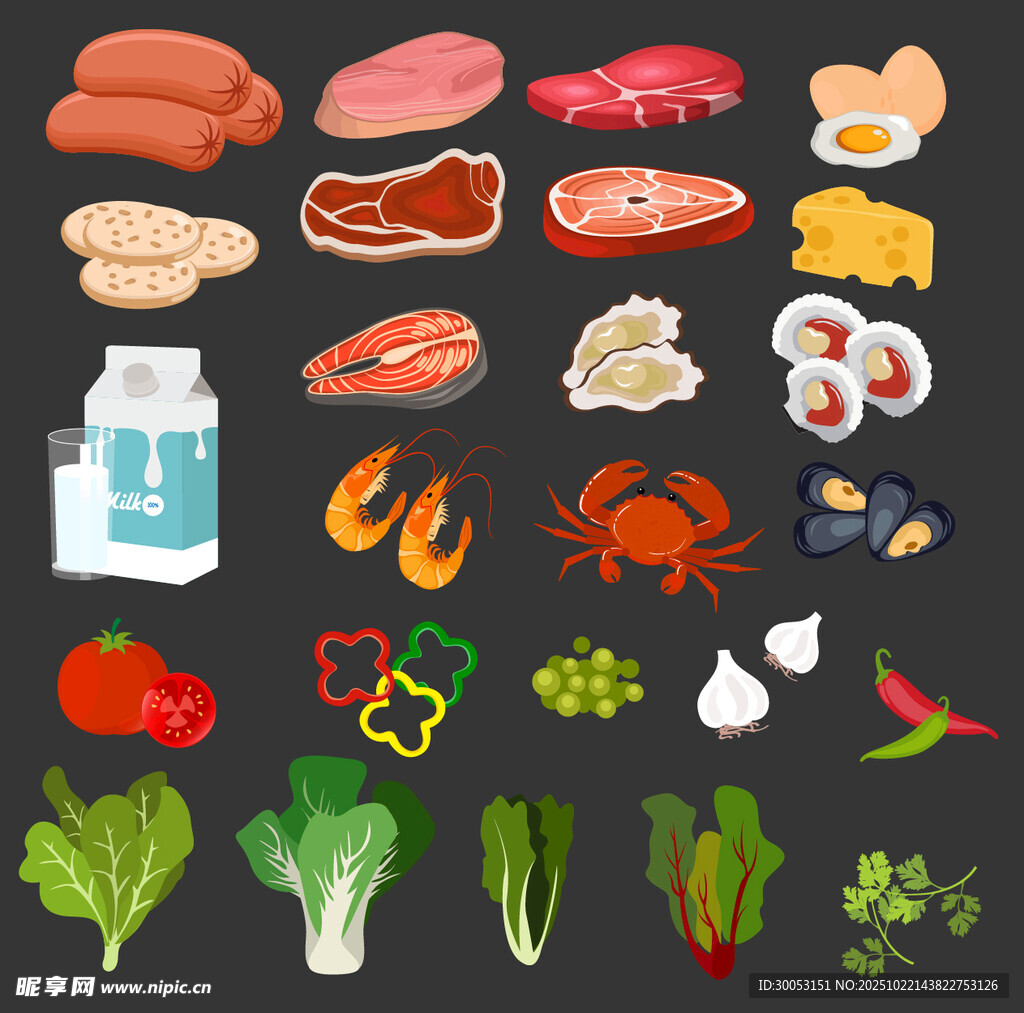 多样食材插画