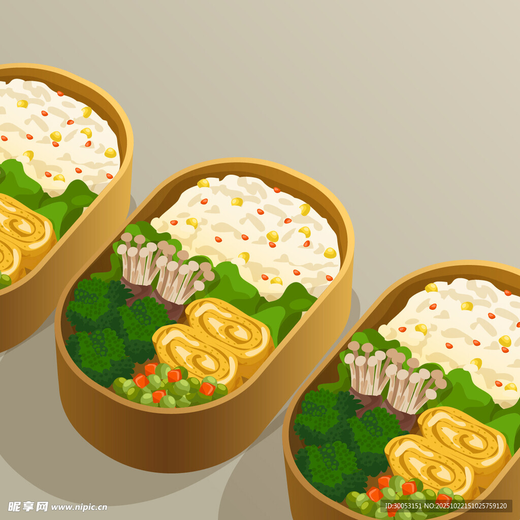 美味寿司便当插画