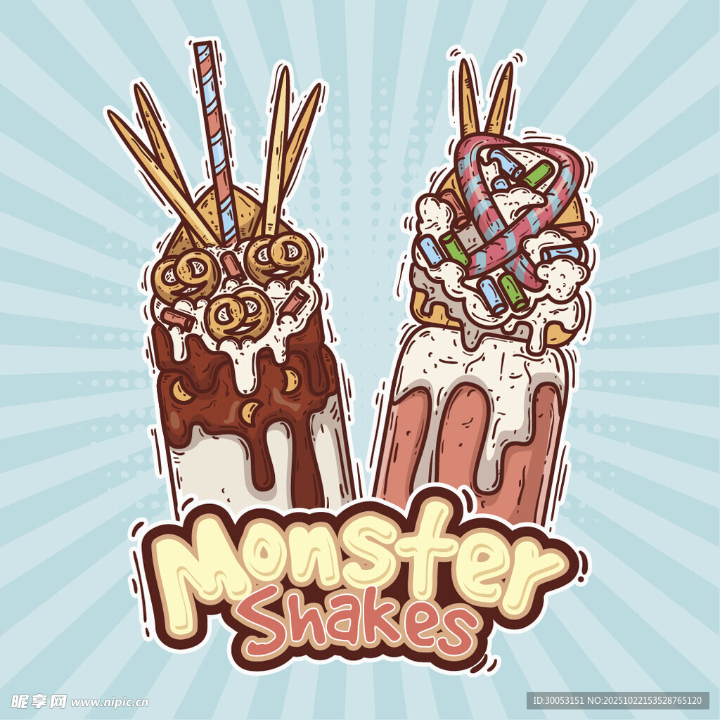 美味怪兽奶昔插画