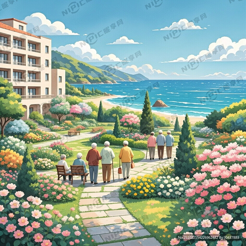 长者温馨的画面 立体抽象