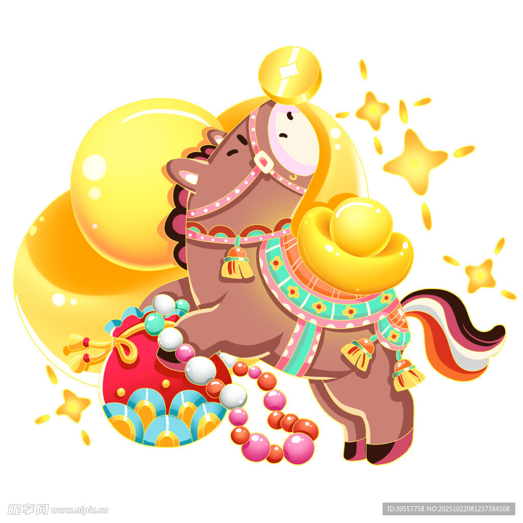 马年生肖形象福袋金元宝
