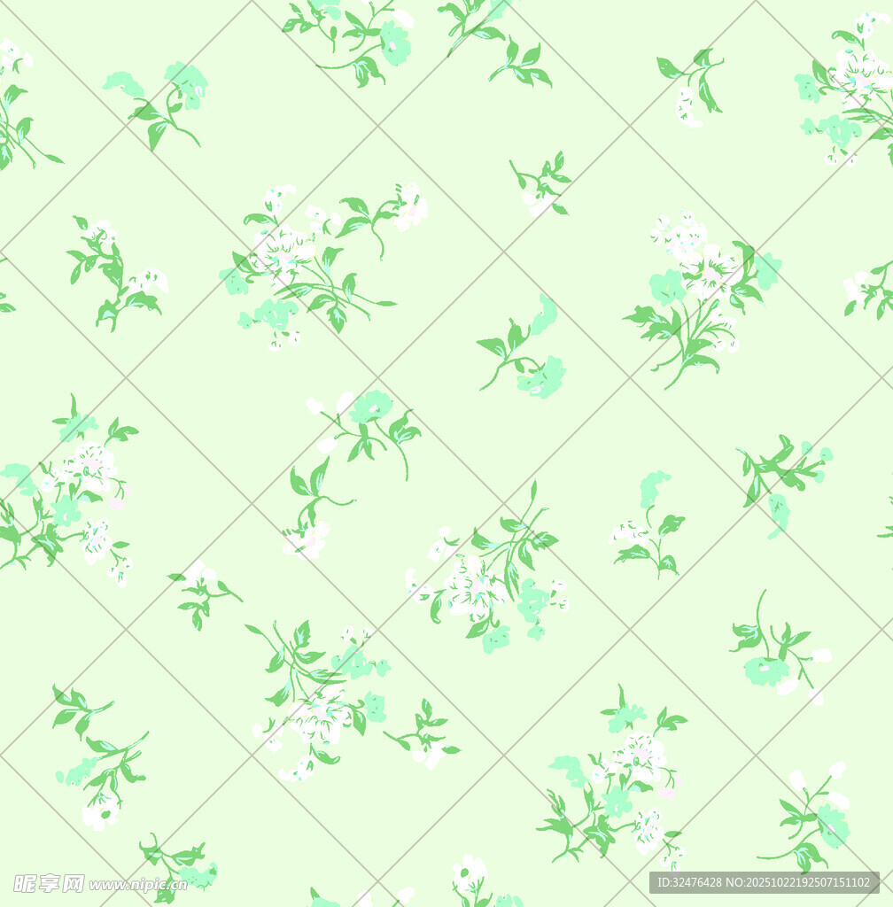 清新绿植花卉几何底纹图案
