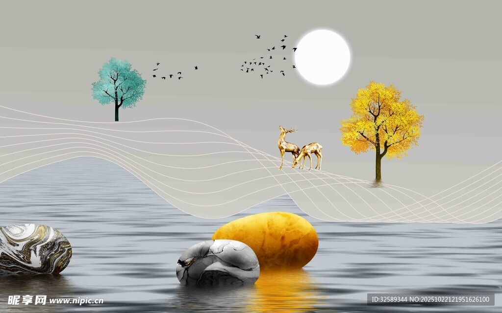 秋景湖静谧自然之美