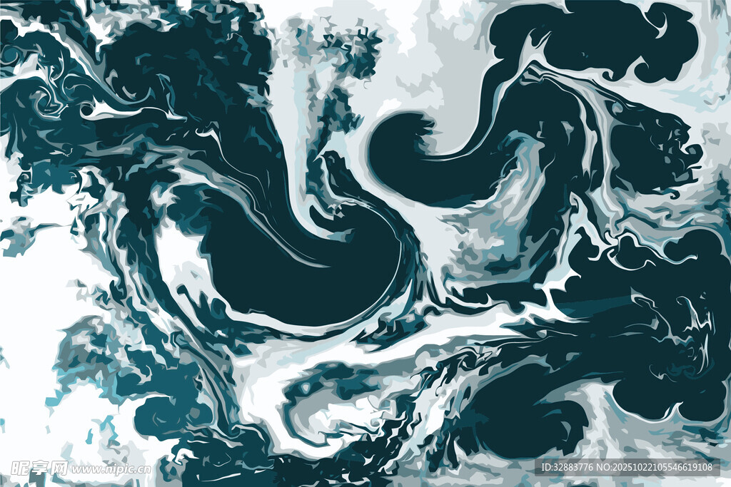 水墨海浪图案