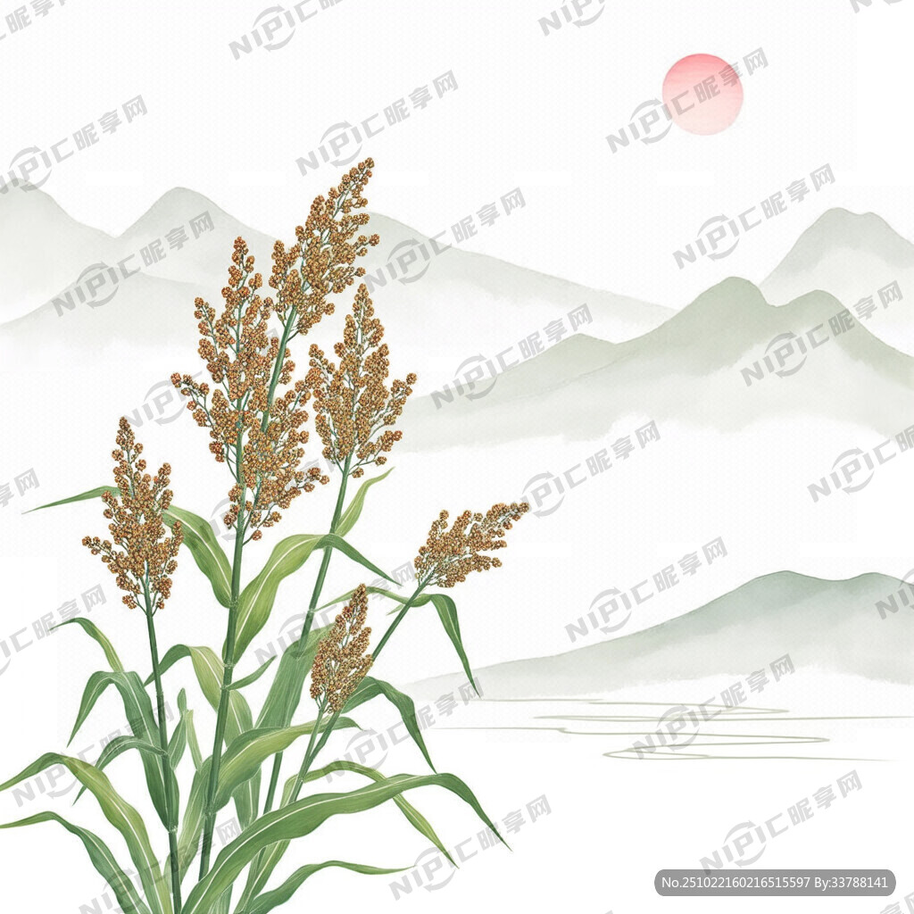 高粱酿酒 国画 中国风 线条图