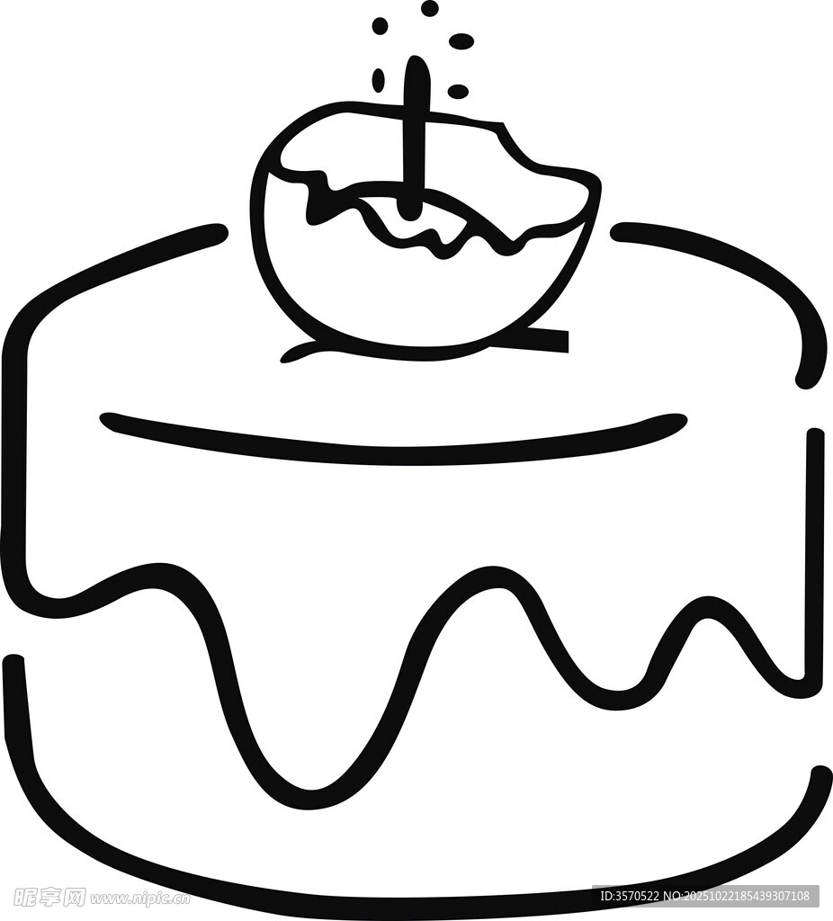 简约线条风生日蛋糕图案