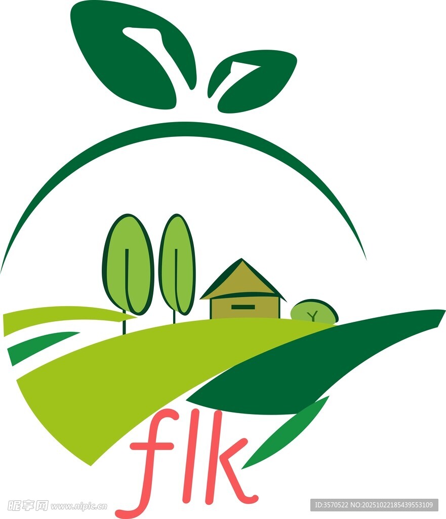 田园风格flk标志设计