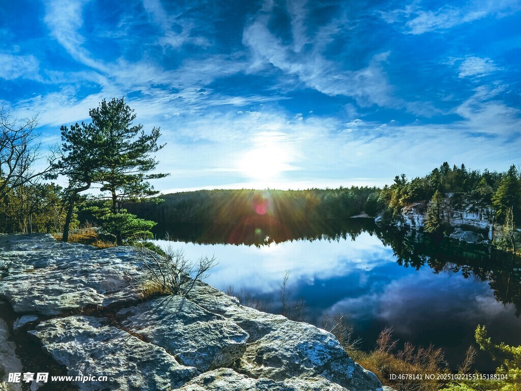 湖畔日出美景