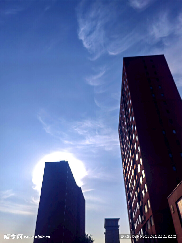 城市天际线的黄昏美景