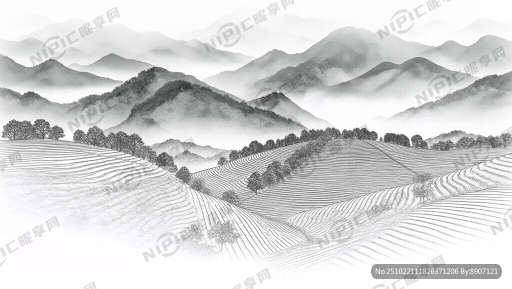 茶园 山 线稿