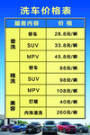 洗车价格表展示