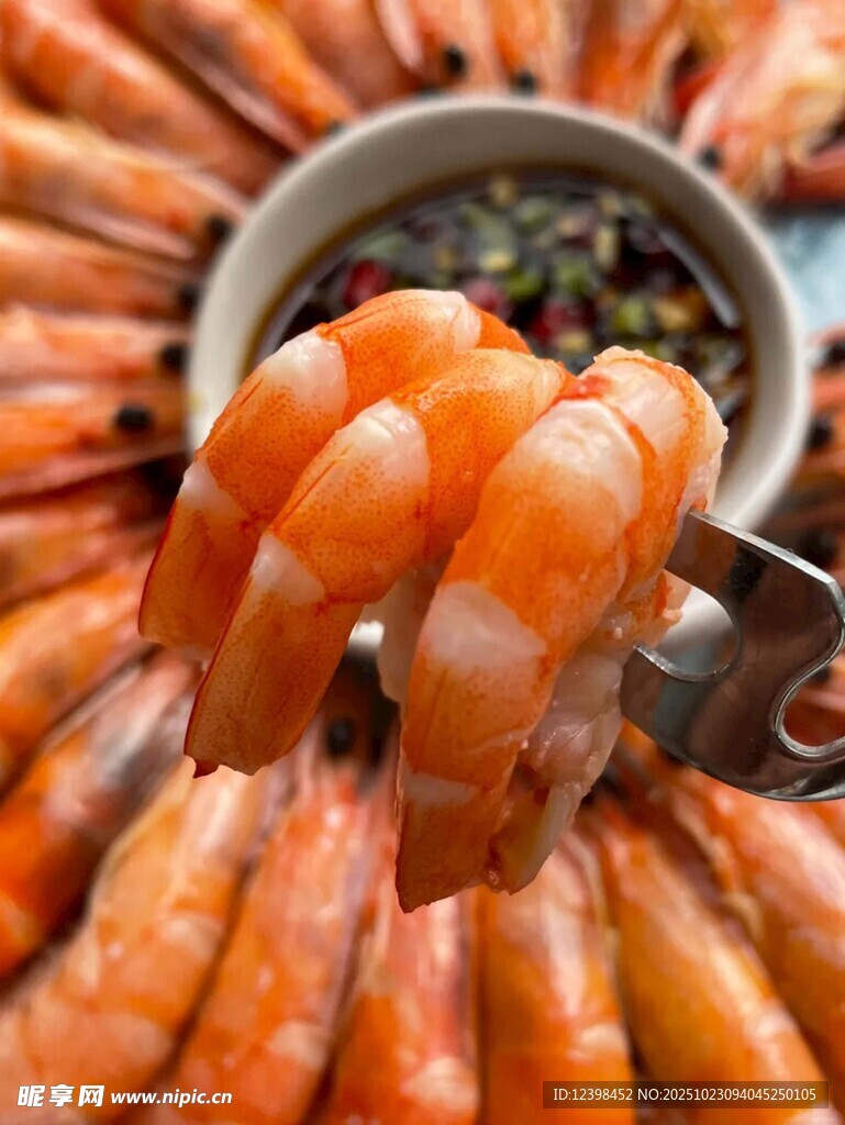 美味鲜虾特写