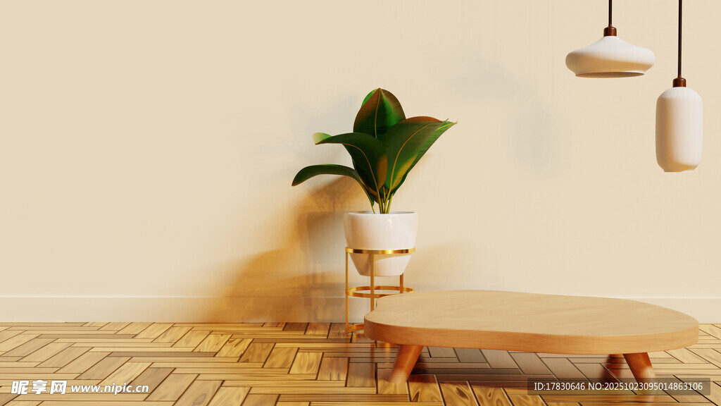 简约室内一角的绿植与家具