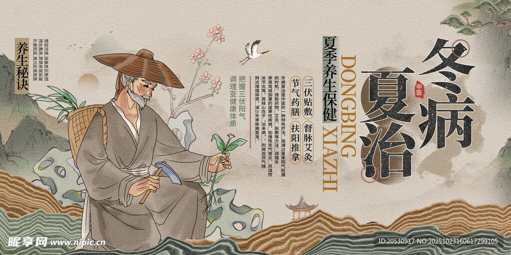 古风冬病夏治人物海报