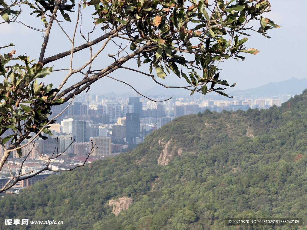 山巅远眺城市风光