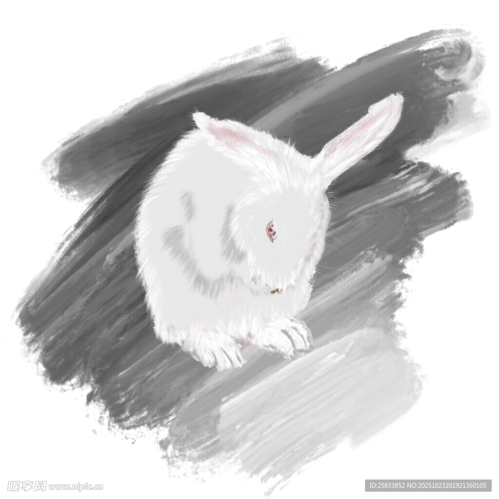 水墨风白兔插画