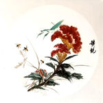 鸡冠花螳螂图
