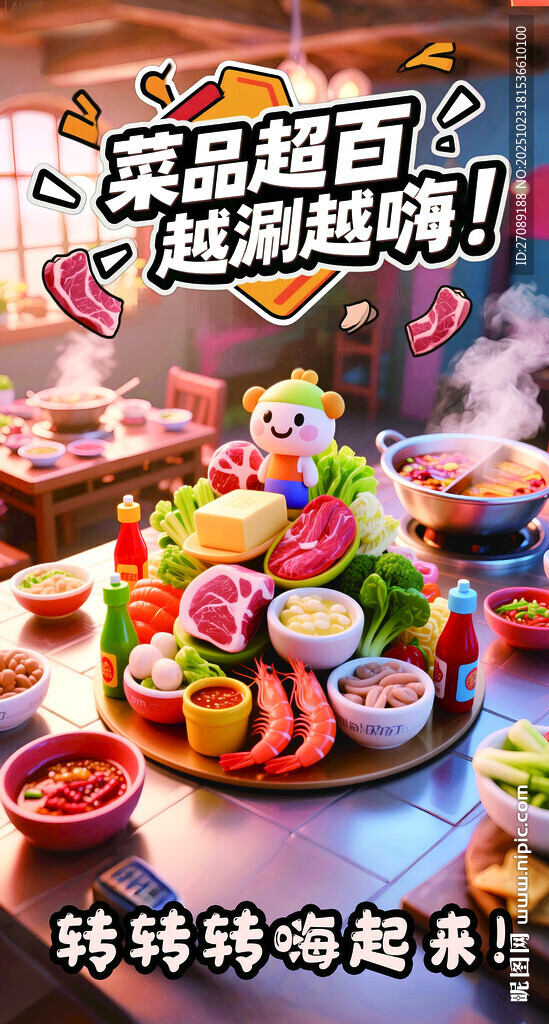 旋转火锅美食多样诱人