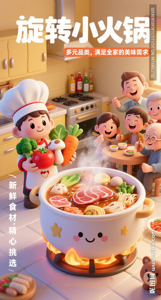 儿童围坐旋转小火锅
