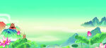 夏日荷塘山水美景图