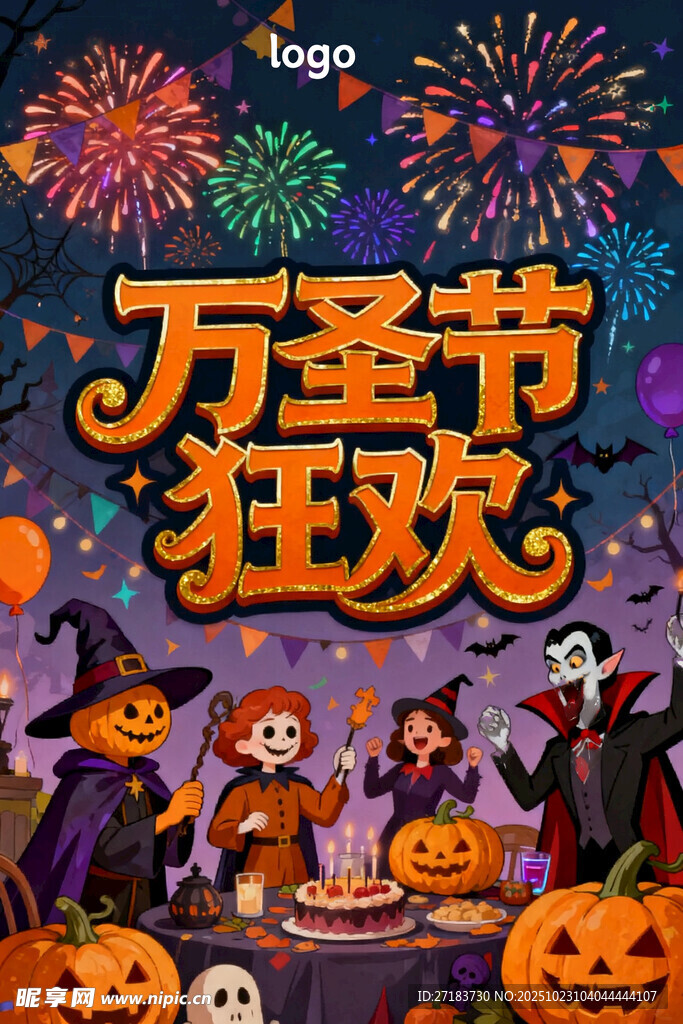 万圣节狂欢夜欢乐场景