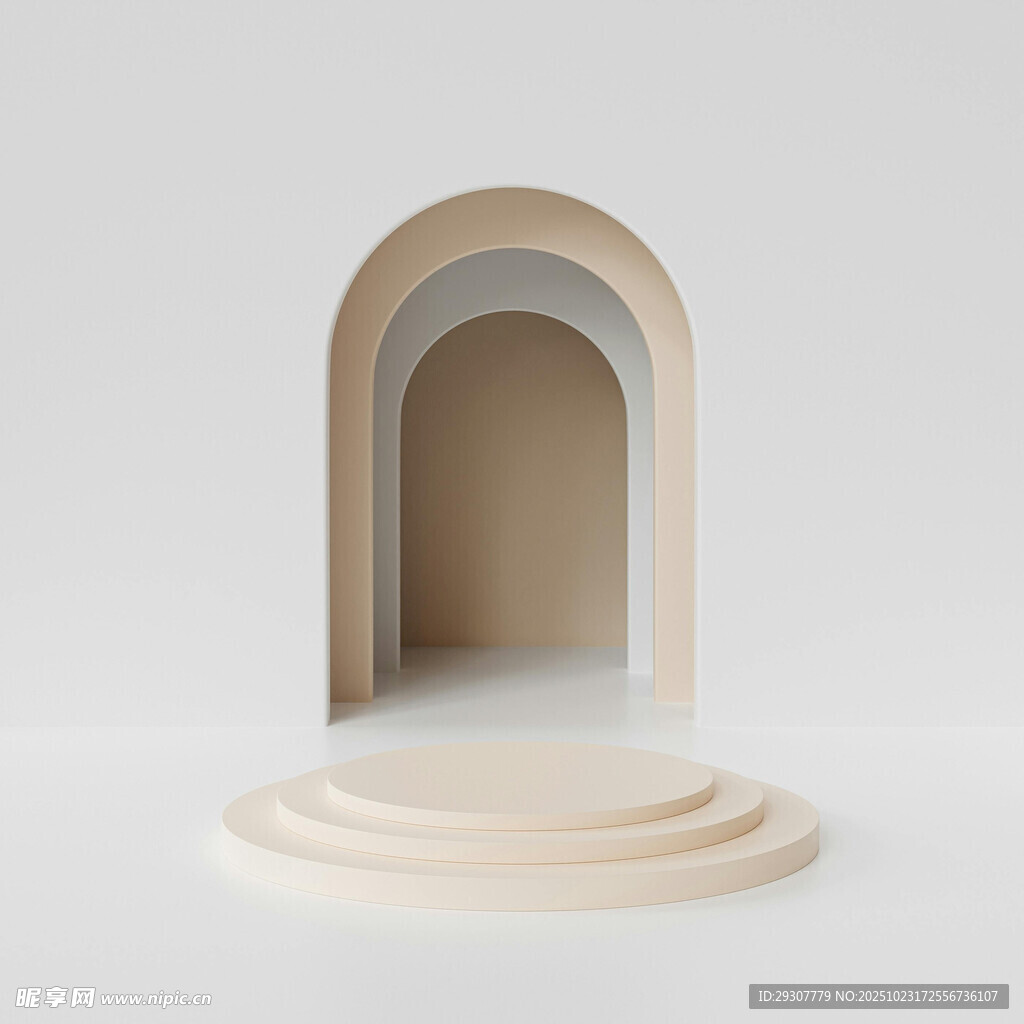 简约拱形门阶梯场景展示