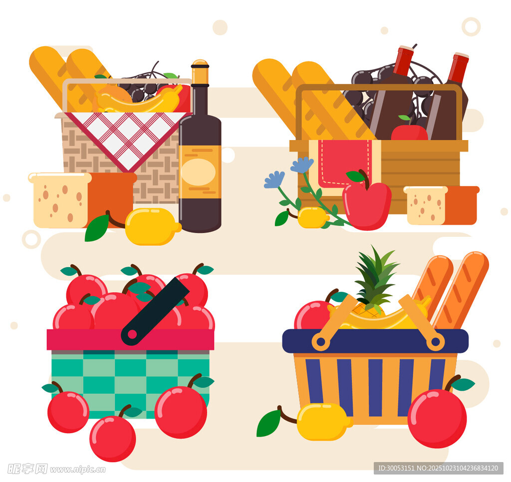 多样美食与新鲜果蔬组合