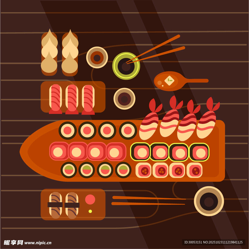 日式寿司拼盘美食展示